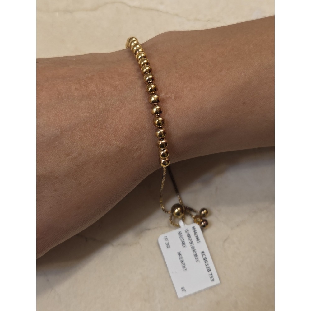 Italian‎ Sterling Silver 18k Gold Plated Adjustable Ball Bracelet 8.5"